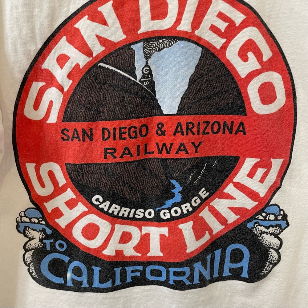 Oneita San Diego short line carriso gorge shirt white vintage medium - Picture 3 of 7